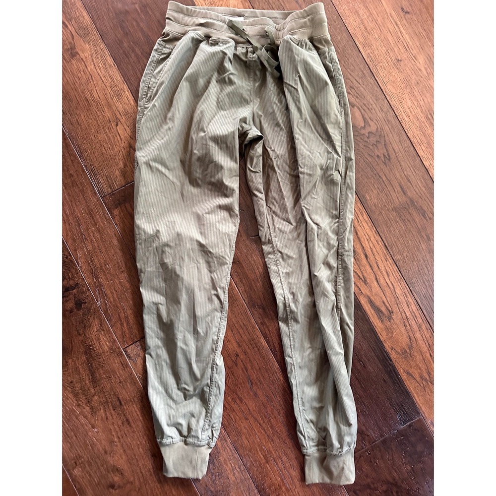 Zyia Active Women Tan Pinstripe Joggers Hiking Pants Drawstring Size S